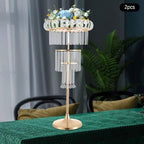 2 Pcs Crystal Flower Stand Wedding Centerpieces for Tables, 32in/82cm Height Flower Arrangement Holders Metal, alternate view