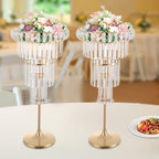 2 Pcs Crystal Flower Stand Wedding Centerpieces for Tables, 32in/82cm Height Flower Arrangement Holders Metal, alternate view
