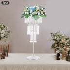 2 Pcs Crystal Flower Stand Wedding Centerpieces for Tables, 32in/82cm Height Flower Arrangement Holders Metal, alternate view
