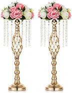 2 Pcs Crystal Flower Stand Wedding Centerpieces for Tables,55cm Tall Elegant Metal Flower Arrangement Stand