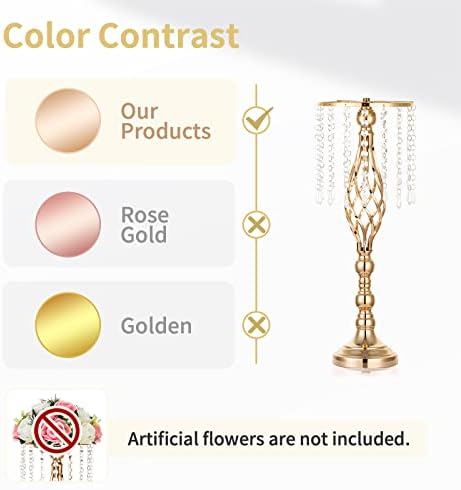 2 Pcs Crystal Flower Stand Wedding Centerpieces for Tables,55cm Tall Elegant Metal Flower Arrangement Stand, alternate view 5