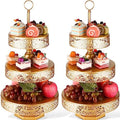 2 Pcs Cupcake 3 Tiered Metal Dessert Stand Round Cupcake Tower Cake Holder Stand Tiered Serving Tray for Wedding