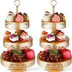 2 Pcs Cupcake 3 Tiered Metal Dessert Stand Round Cupcake Tower Cake Holder Stand Tiered Serving Tray for Wedding