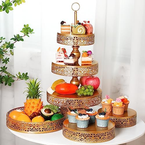 2 Pcs Cupcake 3 Tiered Metal Dessert Stand Round Cupcake Tower Cake Holder Stand Tiered Serving Tray for Wedding, alternate
