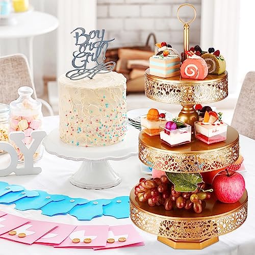 2 Pcs Cupcake 3 Tiered Metal Dessert Stand Round Cupcake Tower Cake Holder Stand Tiered Serving Tray for Wedding, alternate