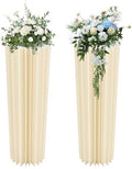 2 Pcs Cylinder Flowers Stands, Foldable Cardboard Centerpiece Display, Paper Pillars Pedestal Stand, White