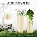 2 Pcs Cylinder Flowers Stands, Foldable Cardboard Centerpiece Display, Paper Pillars Pedestal Stand, White, alternate view 3
