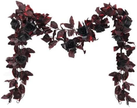 2 Pcs Dark Red Artificial Garland, Roses Flower Garland