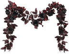 2 Pcs Dark Red Artificial Garland, Roses Flower Garland