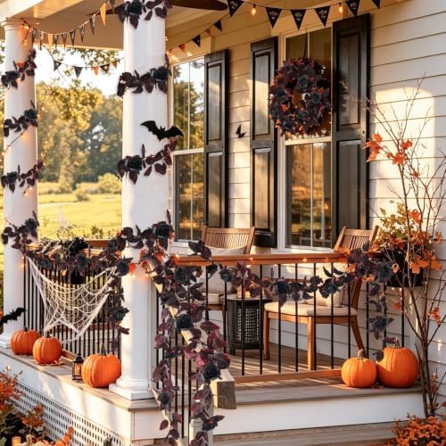 2 Pcs Dark Red Artificial Garland, Roses Flower Garland, alternate view 4