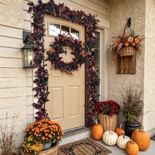 2 Pcs Dark Red Artificial Garland, Roses Flower Garland, alternate view 6
