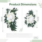 2 PCS Dusty Blue Wedding Arch Flower Swags, 23.6 & 15.7 inch Artificial Floral Decor for Welcome Sign, White, alternate view