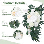 2 PCS Dusty Blue Wedding Arch Flower Swags, 23.6 & 15.7 inch Artificial Floral Decor for Welcome Sign, White, alternate view