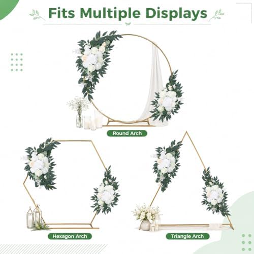 2 PCS Dusty Blue Wedding Arch Flower Swags, 23.6 & 15.7 inch Artificial Floral Decor for Welcome Sign, White, alternate view