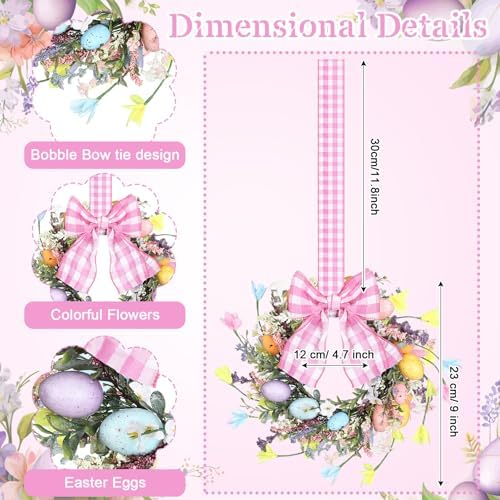 2 Pcs Easter Cabinet Wreath 9" Small Wreaths for Door, alternate view 3
