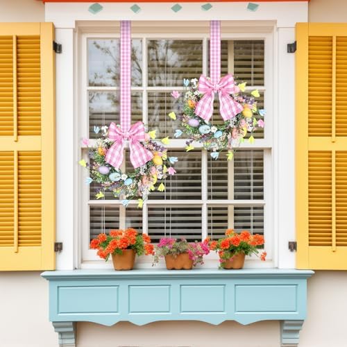2 Pcs Easter Cabinet Wreath 9" Small Wreaths for Door, alternate view 5