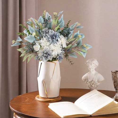 2 Pcs Fake Artificial Flowers Bouquet for Decoration, Silk Flower Arrangements Faux Flowers Plant Wedding Bride, alternate