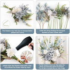 2 Pcs Fake Artificial Flowers Bouquet for Decoration, Silk Flower Arrangements Faux Flowers Plant Wedding Bride, alternate