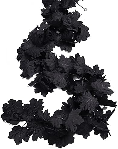 2 Pcs Fall Maple Leaf Garland Hanging Black Decor Fall Leaves Vines in Black