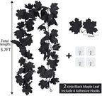 2 Pcs Fall Maple Leaf Garland Hanging Black Decor Fall Leaves Vines in Black, alternate view 2