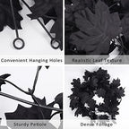2 Pcs Fall Maple Leaf Garland Hanging Black Decor Fall Leaves Vines in Black, alternate view 3
