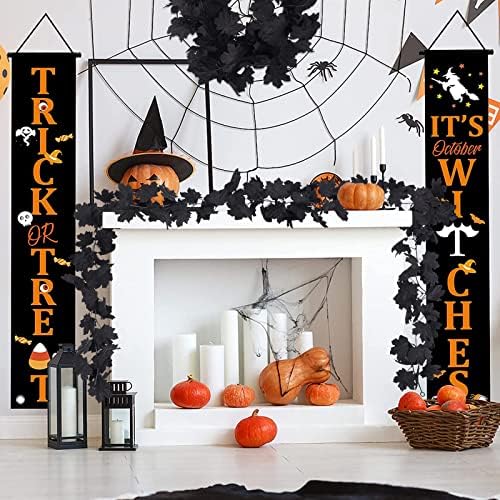 2 Pcs Fall Maple Leaf Garland Hanging Black Decor Fall Leaves Vines in Black, alternate view 6