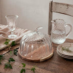 2 Pcs Fall Pumpkin Cake Stand with Glass Dome, 9.45 Inch Wood Base in clear, alternate view 7