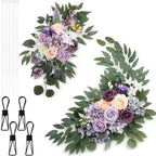 2 Pcs Fall Wedding Arch Flower Artificial Faux Floral Swag, Champagne