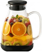 2 pcs Glass Pitcher with Lid, 68oz Borosilicate Water Jug in Black