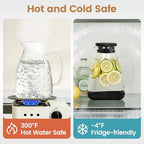 2 pcs Glass Pitcher with Lid, 68oz Borosilicate Water Jug in Black, alternate view 5