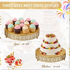 2 Pcs Gold Metal Cake Stand, 14" 16" Large Round Cupcake Stand in Gold, alternate view 3