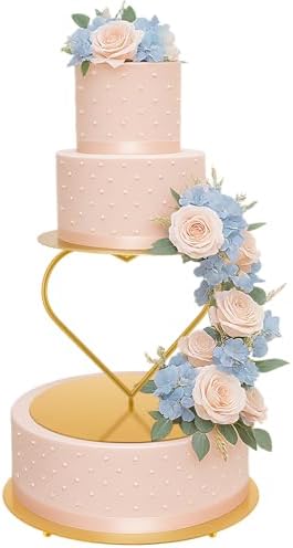 2 Pcs Gold Metal Floating Cake Stand Spacer 12 Inch Tiered Cake Stand with Heart Riser Floating Separator for