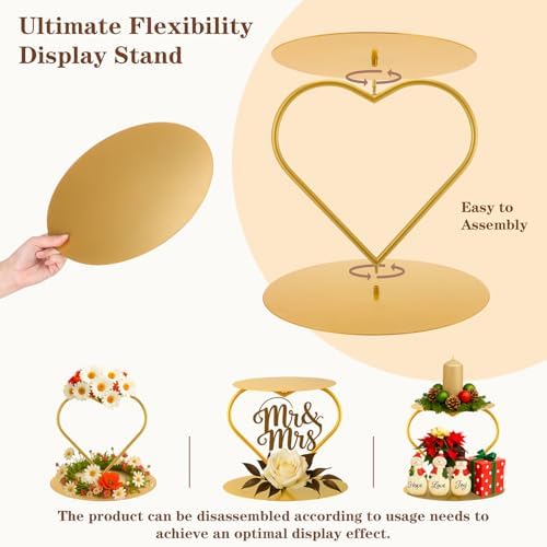 2 Pcs Gold Metal Floating Cake Stand Spacer 12 Inch Tiered Cake Stand with Heart Riser Floating Separator for, alternate view