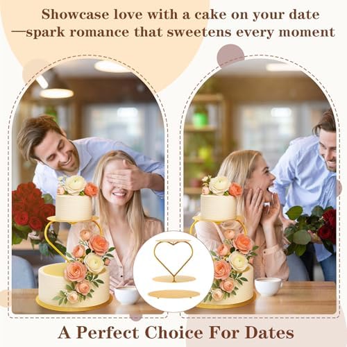 2 Pcs Gold Metal Floating Cake Stand Spacer 12 Inch Tiered Cake Stand with Heart Riser Floating Separator for, alternate view