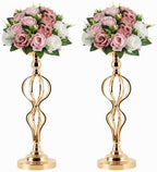 2-Pcs Gold Metal Flower Stand 19.2" Tall Wedding Centerpiece for Tables in Fench Gold