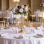 2-Pcs Gold Metal Flower Stand 19.2" Tall Wedding Centerpiece for Tables in Fench Gold, alternate view 2