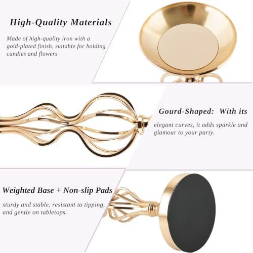 2-Pcs Gold Metal Flower Stand 19.2" Tall Wedding Centerpiece for Tables in Fench Gold, alternate view 5