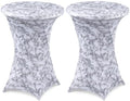 2 Pcs Gray Marble Stretch Cocktail Table Covers, 32'' x 43''