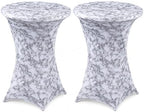 2 Pcs Gray Marble Stretch Cocktail Table Covers, 32'' x 43''