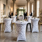 2 Pcs Gray Marble Stretch Cocktail Table Covers, 32'' x 43'', alternate view 2