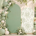 2 Pcs Green Floral Arch Covers Backdrop 7.2ft 6ft Stretchy Fabric Covers for Ripples Wedding Bridal Shower Baby