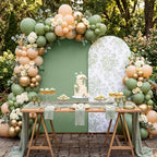2 Pcs Green Floral Arch Covers Backdrop 7.2ft 6ft Stretchy Fabric Covers for Ripples Wedding Bridal Shower Baby, alternate