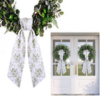 2 Pcs Green Floral Scalloped Wreath Sash,4.5"*55.1" in Green Floral