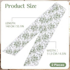2 Pcs Green Floral Scalloped Wreath Sash,4.5"*55.1" in Green Floral, alternate view 2