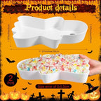 2 Pcs Halloween Candy Bowls, Plastic Ghost Shaped Tray for Party in White, Black, alternate view 3