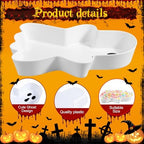 2 Pcs Halloween Candy Bowls, Plastic Ghost Shaped Tray for Party in White, Black, alternate view 4