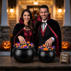 2 Pcs Halloween Cauldron - 10", 8" Witch Plastic Cauldron bowl Black, For Halloween Decor, alternate view 4