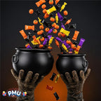 2 Pcs Halloween Cauldron - 10", 8" Witch Plastic Cauldron bowl Black, For Halloween Decor, alternate view 7
