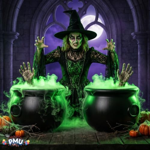 2 Pcs Halloween Cauldron - 12" Witch Plastic Cauldron Bowl Black, for Halloween Decor, alternate view 2