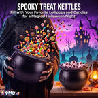 2 Pcs Halloween Cauldron - 12" Witch Plastic Cauldron Bowl Black, for Halloween Decor, alternate view 4